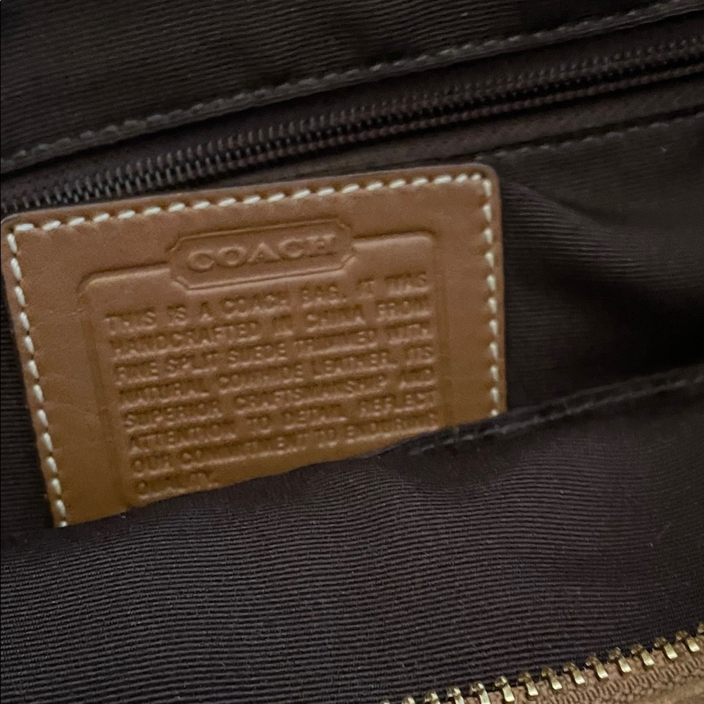 Coach Tan Suede Satchel with Gold Accents and Matching Wallet - Picture 9 of 12